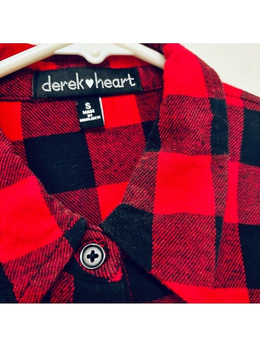 Buffalo Plaid Red and Black Button Down Flannel Shirt S - Picture 10 of 11